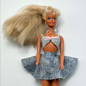 Barbie Doll with Blonde Hair and Denim Outfit